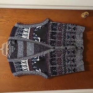 80's Campus Men's Sweater Vest w/ Leather Patches Sz Large.